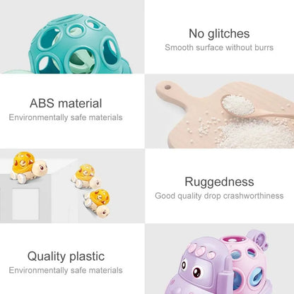 Baby Car Toys for 6 12 Months Friction Car Infant Soft Rubber Inertial Push and Go Vehicles Roll Car Hand Rattle Gift for Kids