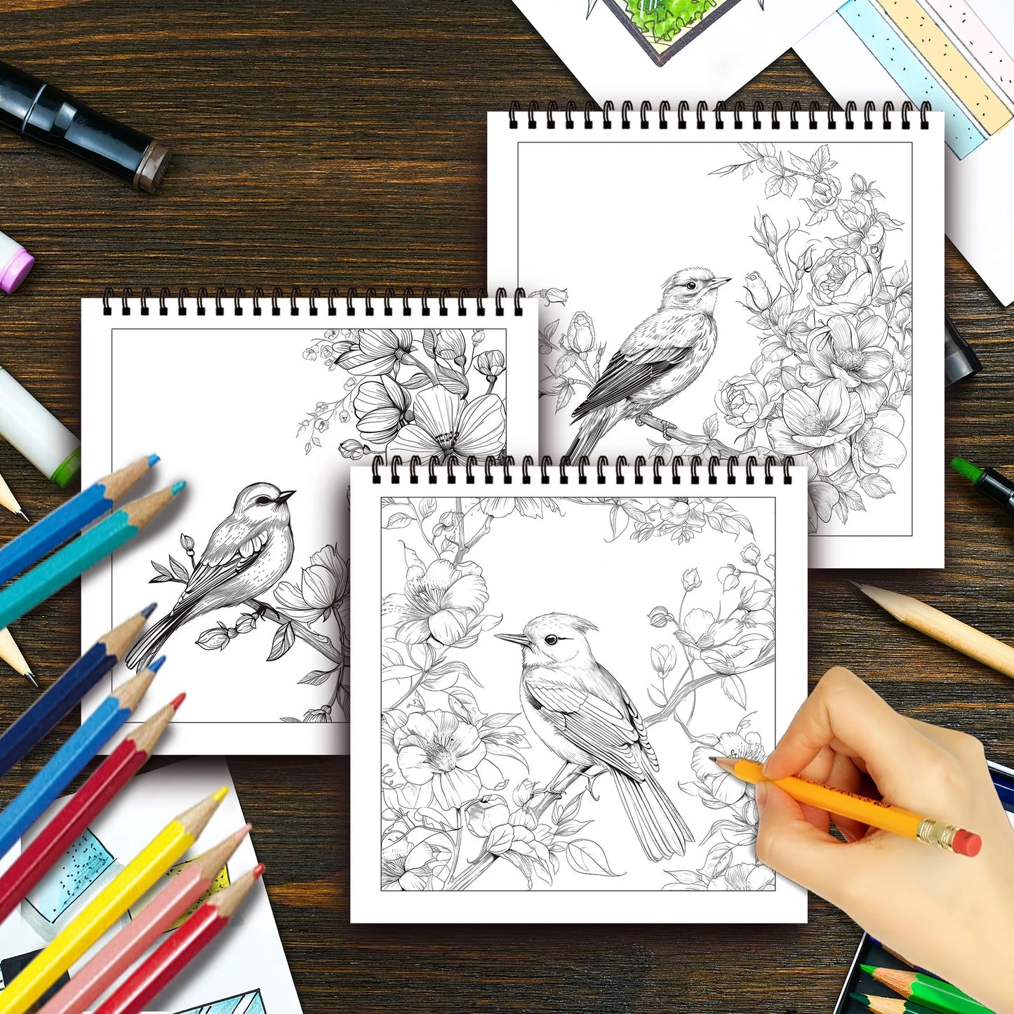 Stress Reduction Colouring Book 30 Sheets, 8.3x 8.3 inch 100gsm Thick Paper, Spiral Bound, Halloween and many other holiday gift