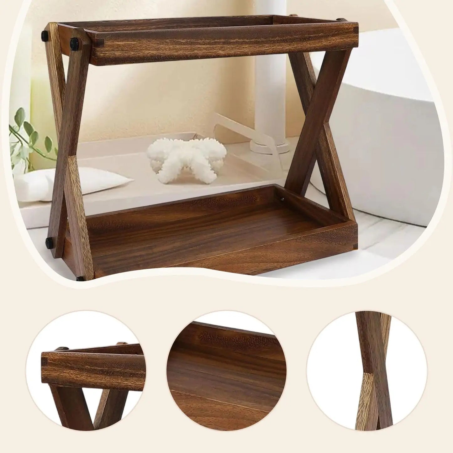 Wood Countertop Shelf Condiment Storage Organizer Kitchen Rack