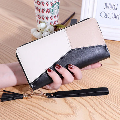 PU Leather Billfold Wallet Case Bag Girls Women's Fashion Zipper Wallets  Long Purses Handbags Coin Purse Cards Holder