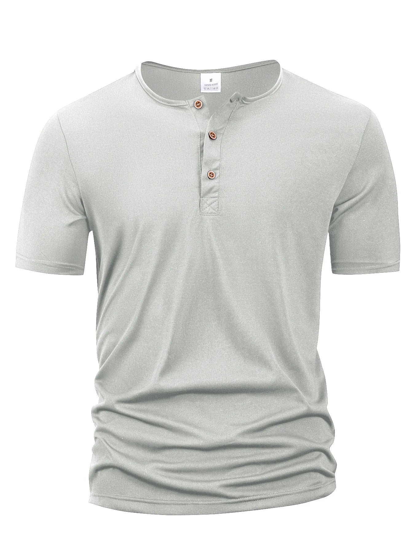 Summer Men Henley Collar T-shirts Button Slim Casual Male Solid Color Short Sleeve Men Sports T-shirt Polo shirt Tops