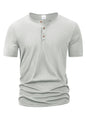 Summer Men Henley Collar T-shirts Button Slim Casual Male Solid Color Short Sleeve Men Sports T-shirt Polo shirt Tops