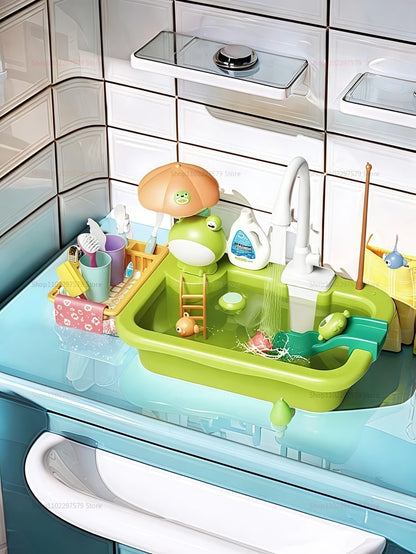 Kids Kitchen Sink Dishwasher Play Set Toys Water Running Pretend Food Fishing Toys Role Play Kids Birthday Gifts Imaginative Fun