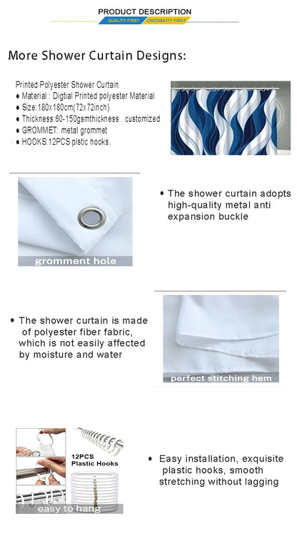 Black Butterfly Floral Shower Curtain, Bathroom Decorative Shower Curtain, Waterproof Shower Curtain with Hooks