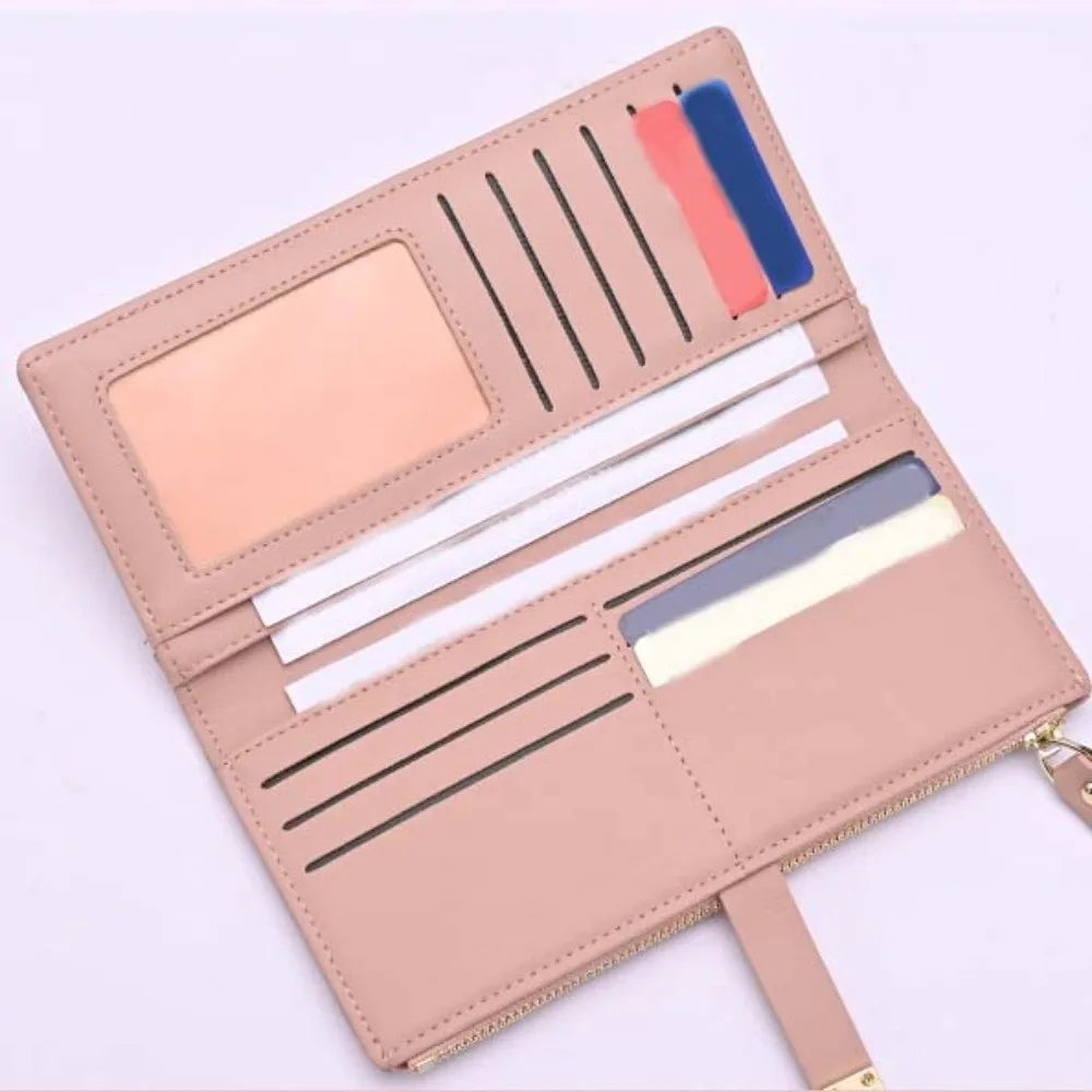 Cute PU Leather Women Purse Wallets Rectangle Large Capacity PU Coin Purse Casual Phone Bag Money Bag Girl Birthday Gifts