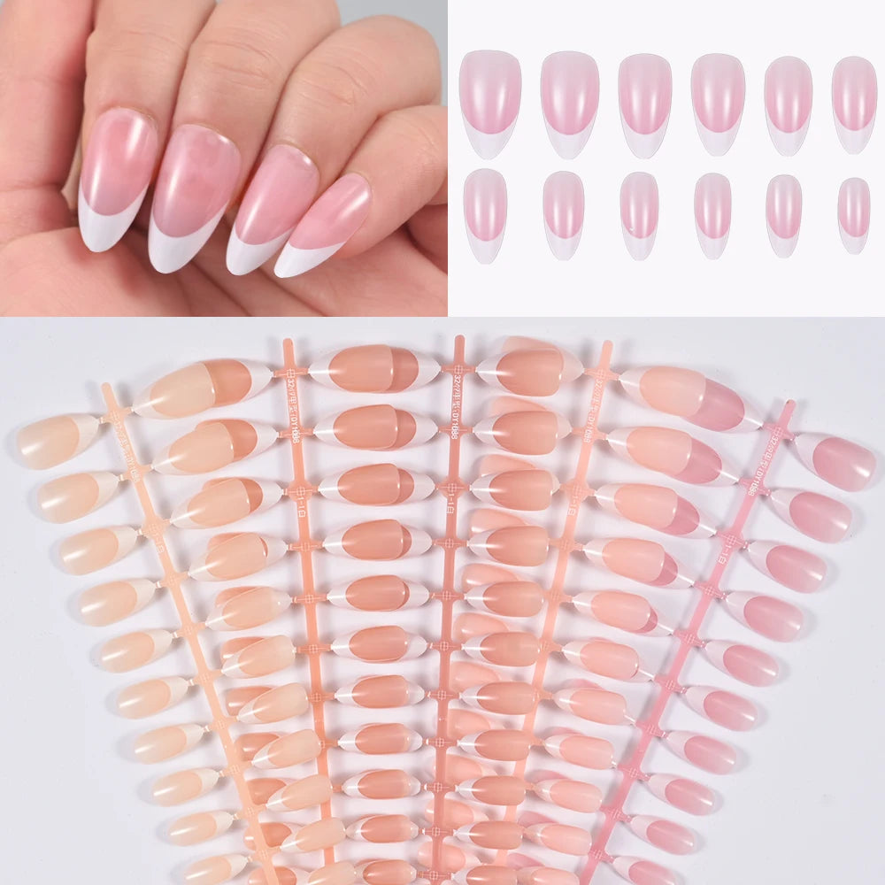 360/150pcs/box Nude Pink Almond French False Nails White Tip Design Short Wearing Fake Nails Women Nails Press On Nails Manicure