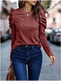 Women's  Round Neck Long Sleeved Pleated Elegant T-shirt Daily Parties Fashionable Commuting Style Autumn Top
