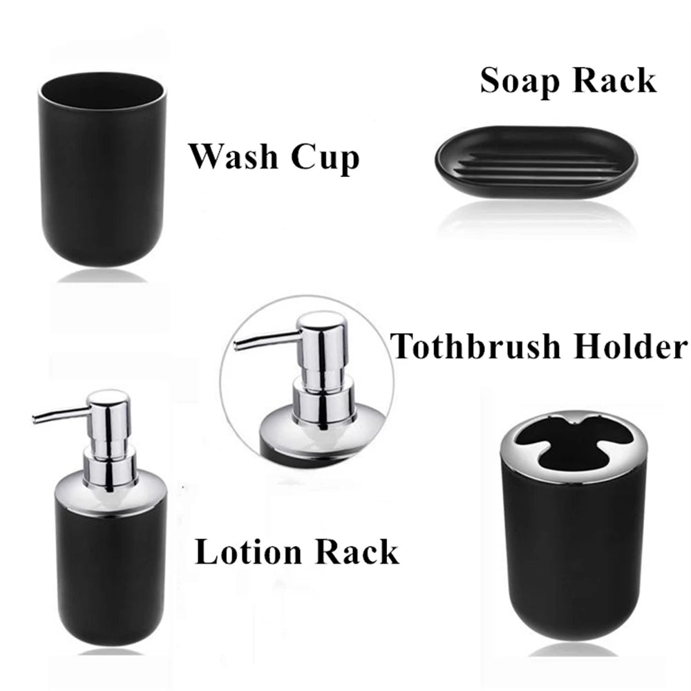 6pcs/set Bathroom Accessories Set  Soap Dish Toothbrush Holder Toilet Brush Lotion Rack Trash Can Modern Bathroom Decor