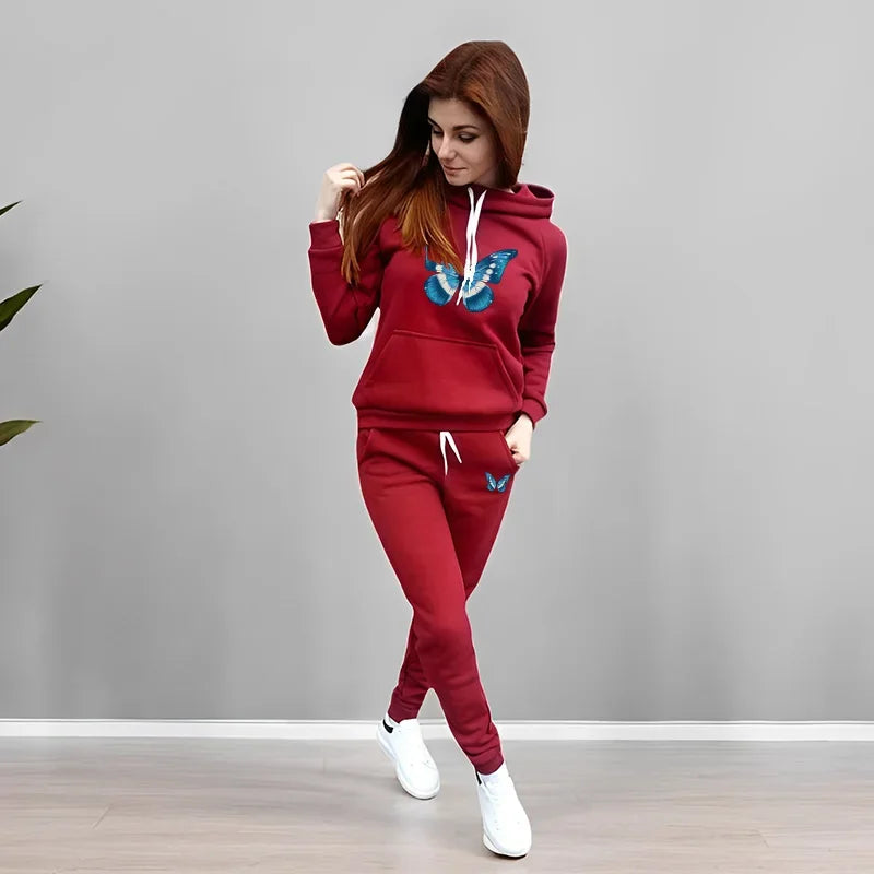 Women's 2 Piece Outfit Set Hoodie Joggers Tracksuit Casual Daily Fashion Autumn Winter Female Home Outdoor Comfort Warm Outfit