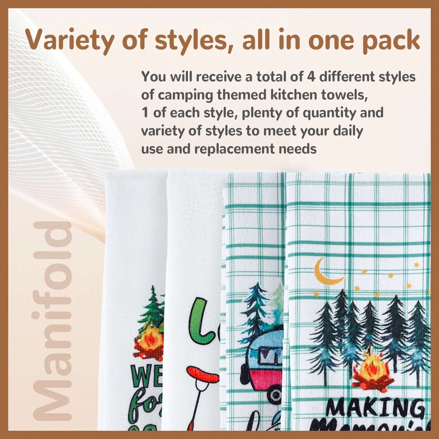 4/6Pcs Kitchen Towels Microfiber Camping Dish Towels 60x40cm Camper Hand Towels with Funny Sayings for Kitchen Bathroom Home