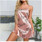 Women Nightwear Home Clothes Sexy Black Floral Printing Nightdress Sleepwear Nightshirts Silk Sleepshirts Nightgowns For Woman