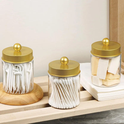 Bathroom Vanity Storage Organizer Set -- Farmhouse Decor Qtip Holder for Cotton Swabs,Makeup Sponges,Flossers,Paper Clips