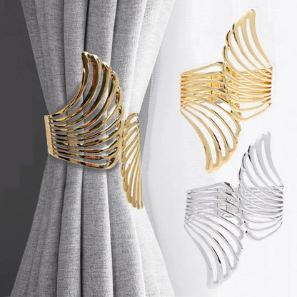 2pcs Modern Luxury Gold/Silver Creative Angel Wings Pattern Spring Curtain Tiebacks,Used For Bedroom, Living Room Curtains