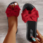 Women Slippers 2025 New Fashion Sandals Slides Women Summer Bow Keep Warm Shoes Women Flat Plus Size Slippers Zapatos De Mujer