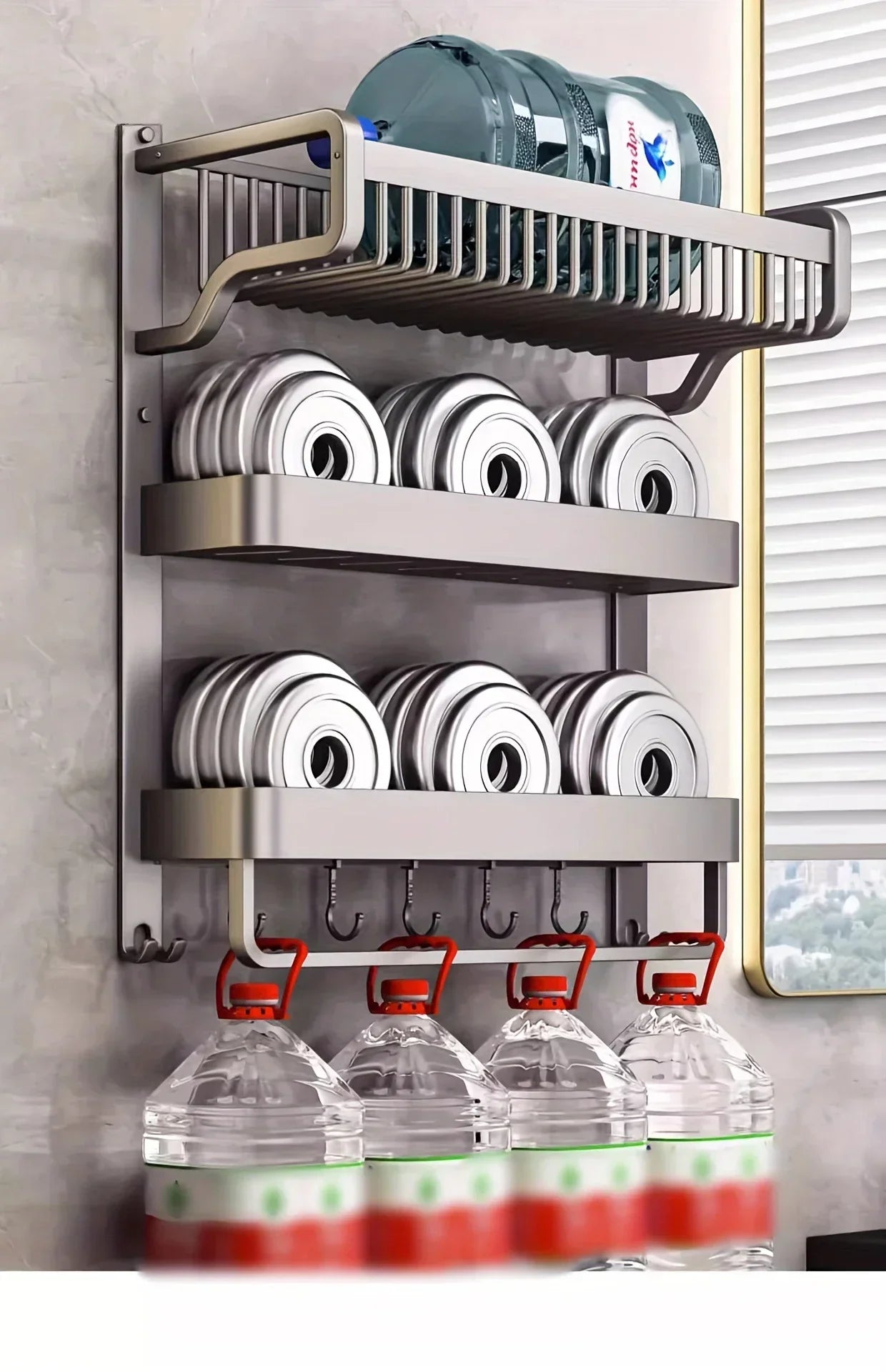 Bathroom Space Storage Towel Items Storage Rack Shampoo Bottle Mouthwash Cup Triple Shelf Wall Hooks Bathroom Accessories