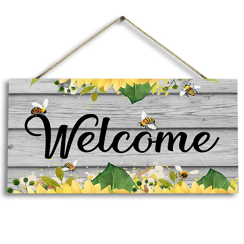 Rustic Welcome Wall Hanging Decor Wood Art Plaques Sign Door Sign for Home Living Room Front Door Decor
