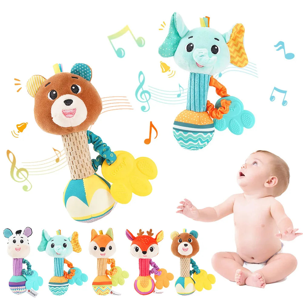 Baby Rattles Soft Hand Grab Sensory Shaker Teething Toys for BabiesSensory Plush Animal Toys for 0 12 Months Newborn Toys Gifts