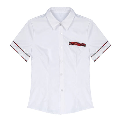 Women Sexy Student Uniform Role Play Outfit Cosplay Lingerie School Girl Shirt Top Pleated Miniskirt Erotic Cheerleader Costume