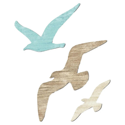 3 Pieces Wooden Seagull Wall Decor Theme Art Beach Themed Home Decoration for Dorm Indoor/Outdoor Background Hallway