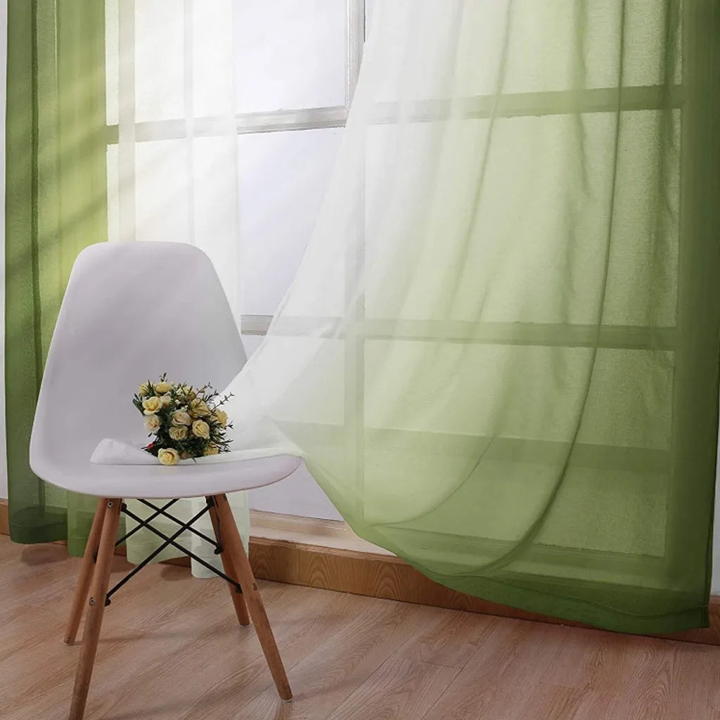 Blackout Curtains for Bedroom Faux Grommet Light Filtering Semi Sheer Gradient Window Curtain for Living Room Heat Blocking