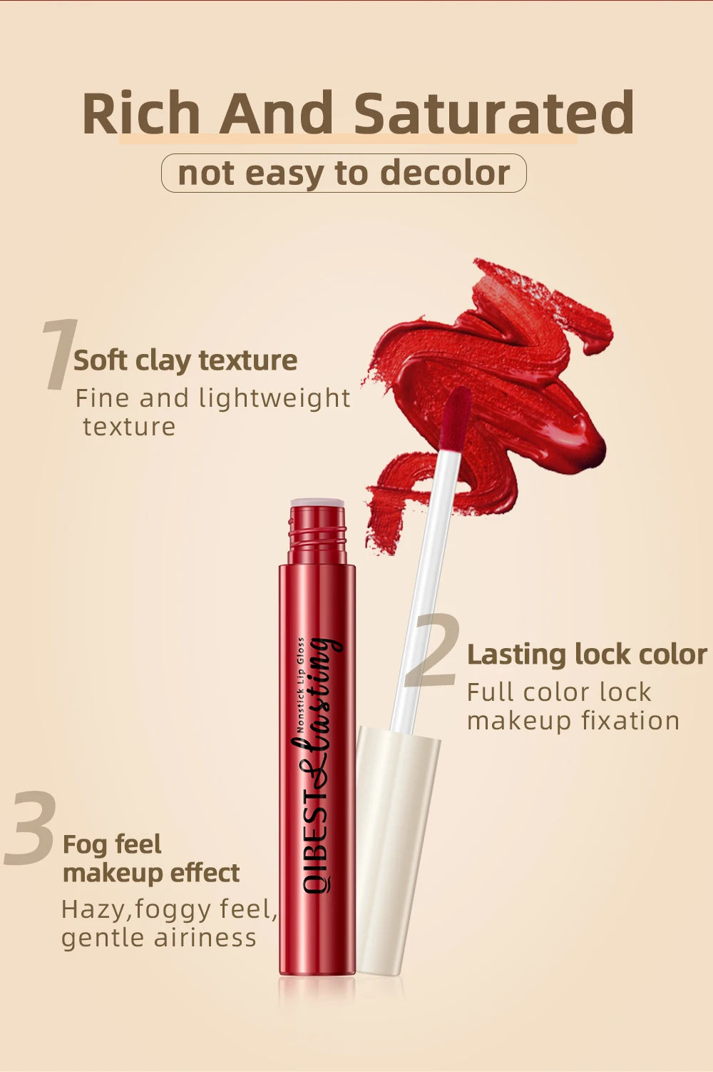 QIBEST 24 Colors Liquid Lipstick Ultra Matte Velvet Long Lasting Women Beauty Red Nonstick Cup Waterproof Lip Gloss Nude Makeup