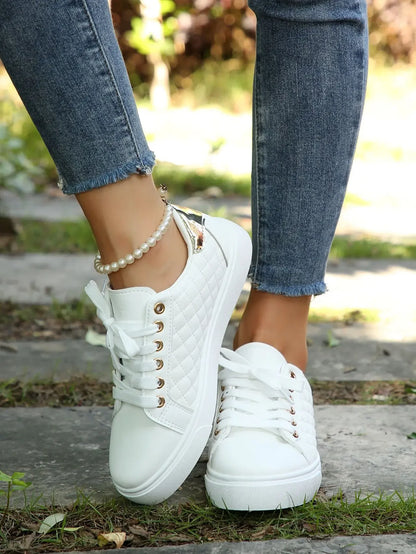 2024 Women Sneakers Tennis Platform Shoes for Women Comfort Casual Flat Tenis Woman Lace-up White Sports Women Vulcanized Shoes