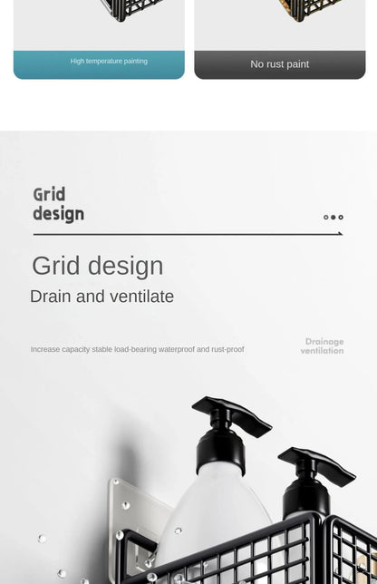 Bathroom Organiser Multifunctional Toiletries Organiser No-Punch Bathroom Shelf Bathroom Kitchen Wall Mount Storage Rack