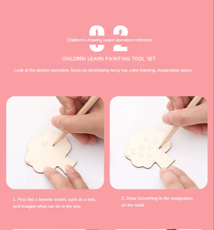 Kids Drawing Toys Montessori DIY Painting Stencils Template Wooden Craft Puzzle Educational Toys for Boys Girls Birthday Gift