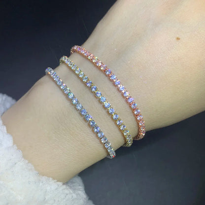 Fashion 2.5mm Zirconia Tennis Bracelet for Women Crystal Charm Designer Tennis Thin Chain Bracelet on Hand Wedding Jewelry KC128