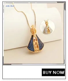 MHS.SUN Gold Plated Sacred Heart of Jesus Cross Necklace Red Zircon Religious Catholic Pendant Necklaces For Women Girls Jewelry