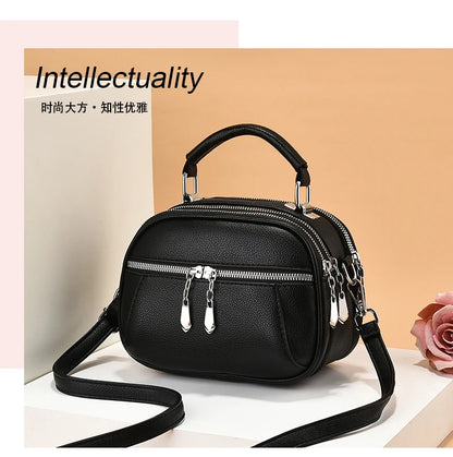 Women Small Purses and Handbags PU Leather Solid Color Zipper Shoulder Bag Cross Body Bags Small Wallets Short Handle Bag