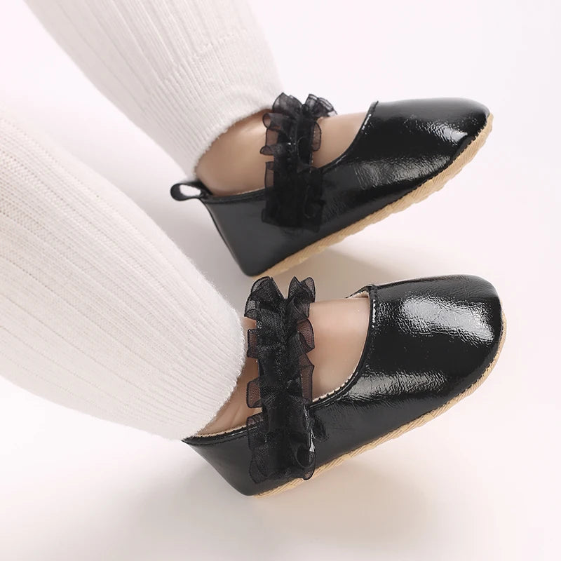 Black British Retro Princess Shoes For Spring And Autumn 0-18 Months Baby Shoes With Soft Soles And Non Slip Baby Walking Shoes