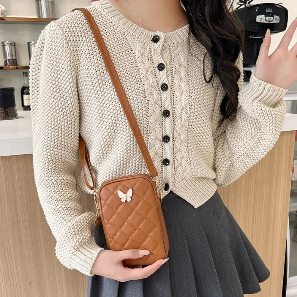 PU Leather Shoulder Bag Fashion Mini Embroidery Crossbody Bag Women Fashion Mobile Phone Bags Waterproof Handbag Female Wallet