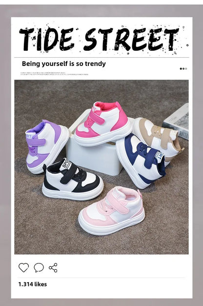 Fashion Kids Sneakers Spring Autumn High Top Breathable Casual Shoes Girls Non-slip Board Shoes Boys Outdoors Basketball Shoes