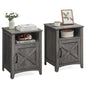 VASAGLE Farmhouse Nightstand with Barn Door, Set of 2, Bedside Table with Storage, Side End Table, Night Stand