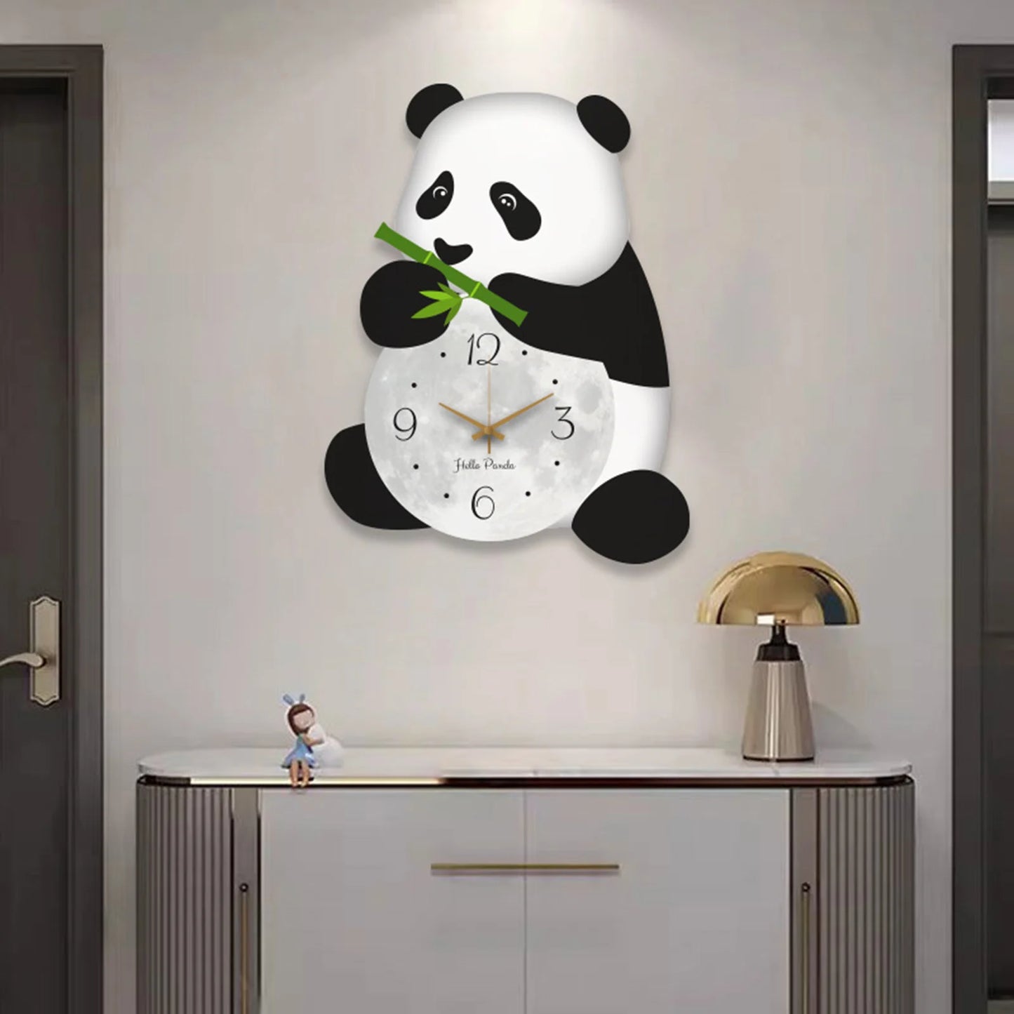 Panda Wall Clock Silent Cute Wall Hanging Decor for Kids Room Kitchen Office Decorative Clock Silent Bedroom Living Room