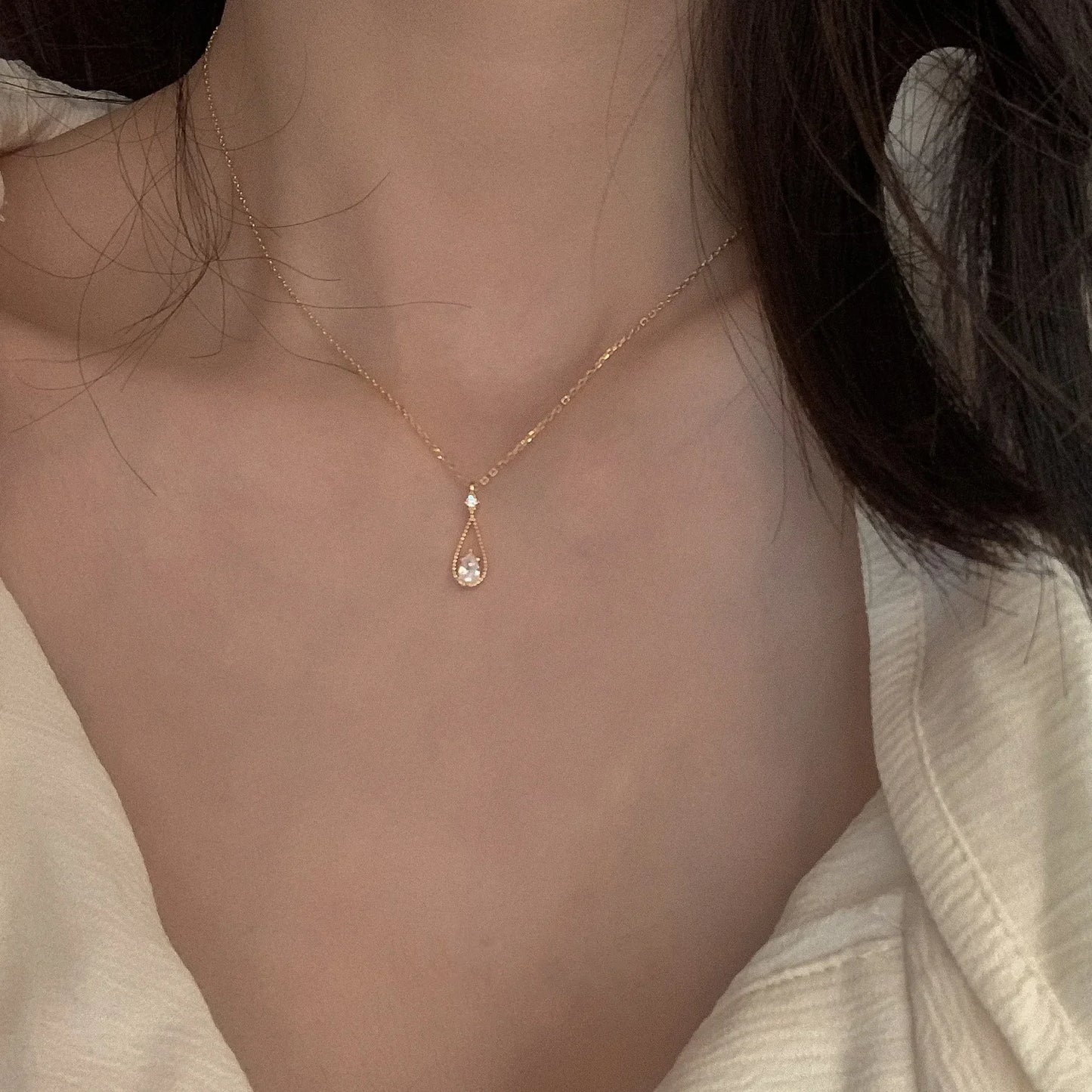 New Women 925 Sterling Silver Jewelry Zircon Fine Round Pendant Necklace Fashion Rhinestone Clavicle Chain Neck Birthday Gift