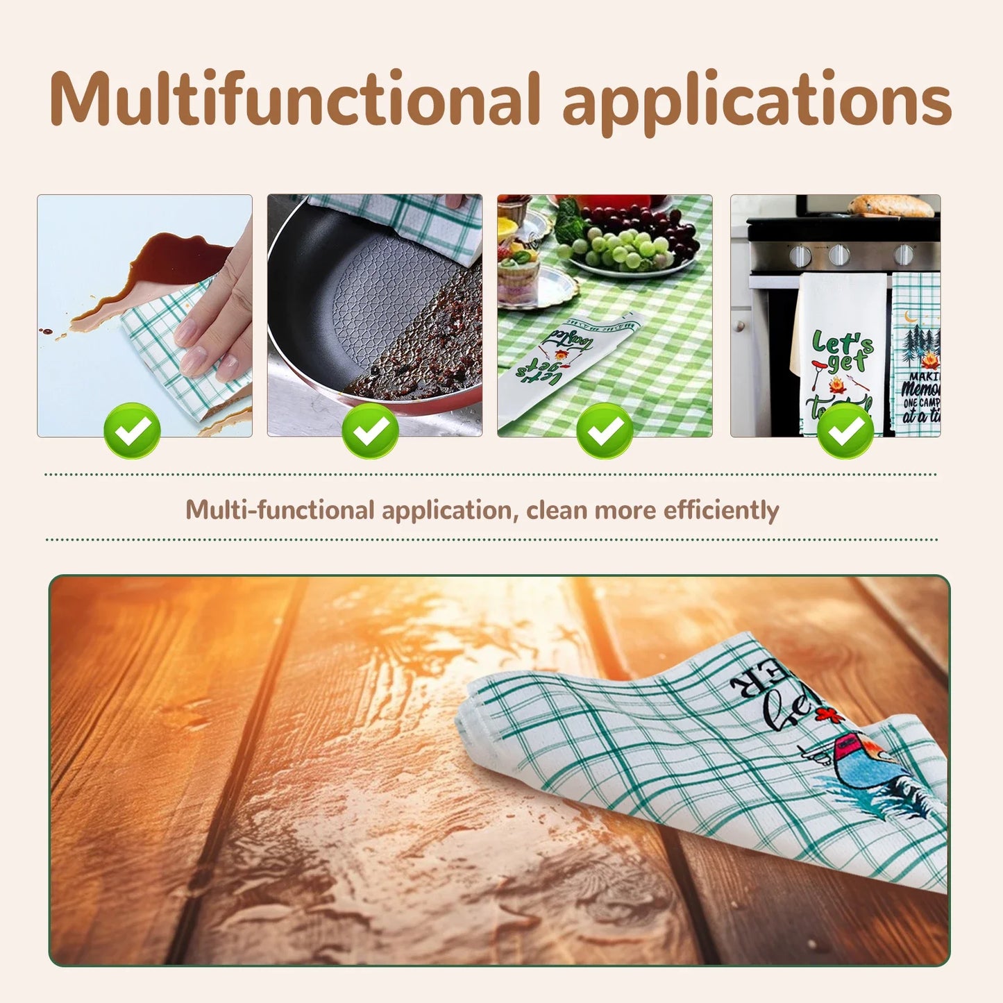 4/6Pcs Kitchen Towels Microfiber Camping Dish Towels 60x40cm Camper Hand Towels with Funny Sayings for Kitchen Bathroom Home