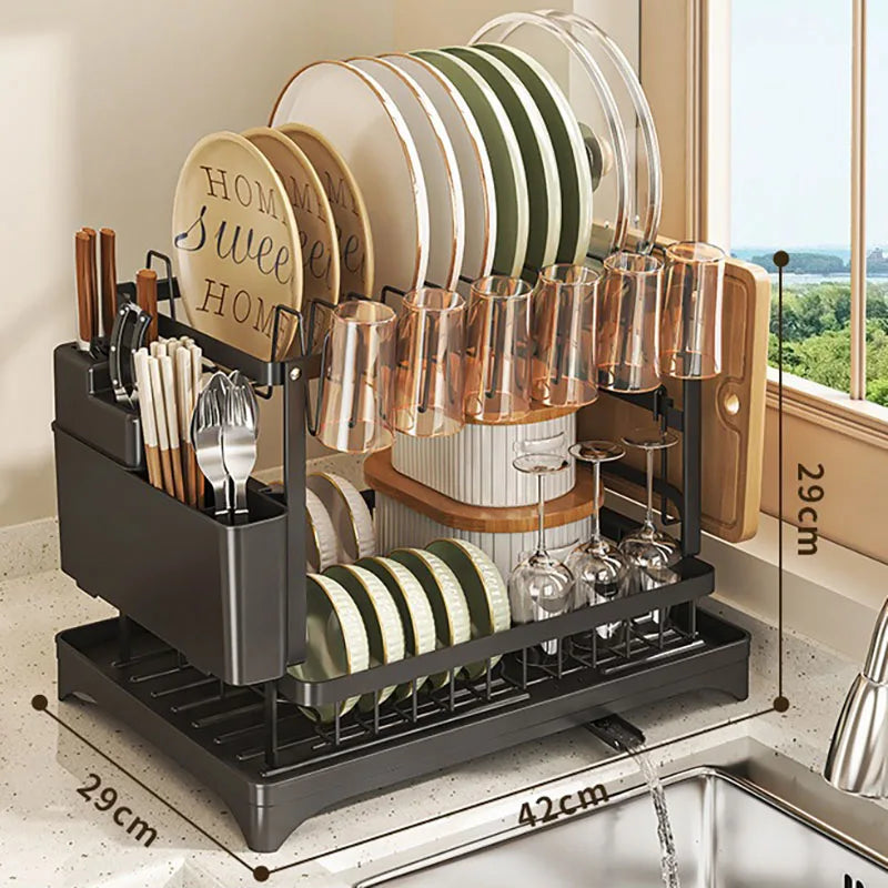 Kitchen Drainage Rack Dish Rack Dish Storage Household Chopsticks Knife and Fork Storage Rack Countertop Bowl Drying Shelf