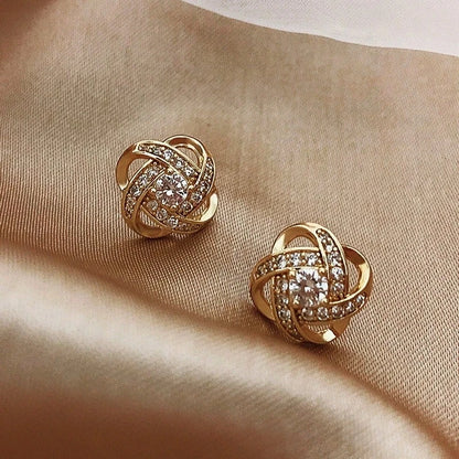 Upscale 14k Gold Jewelry Real Gold  Earrings Zircon Pearl Twist Luxury Stud Earrings for Women Brincos Pendientes Bijoux