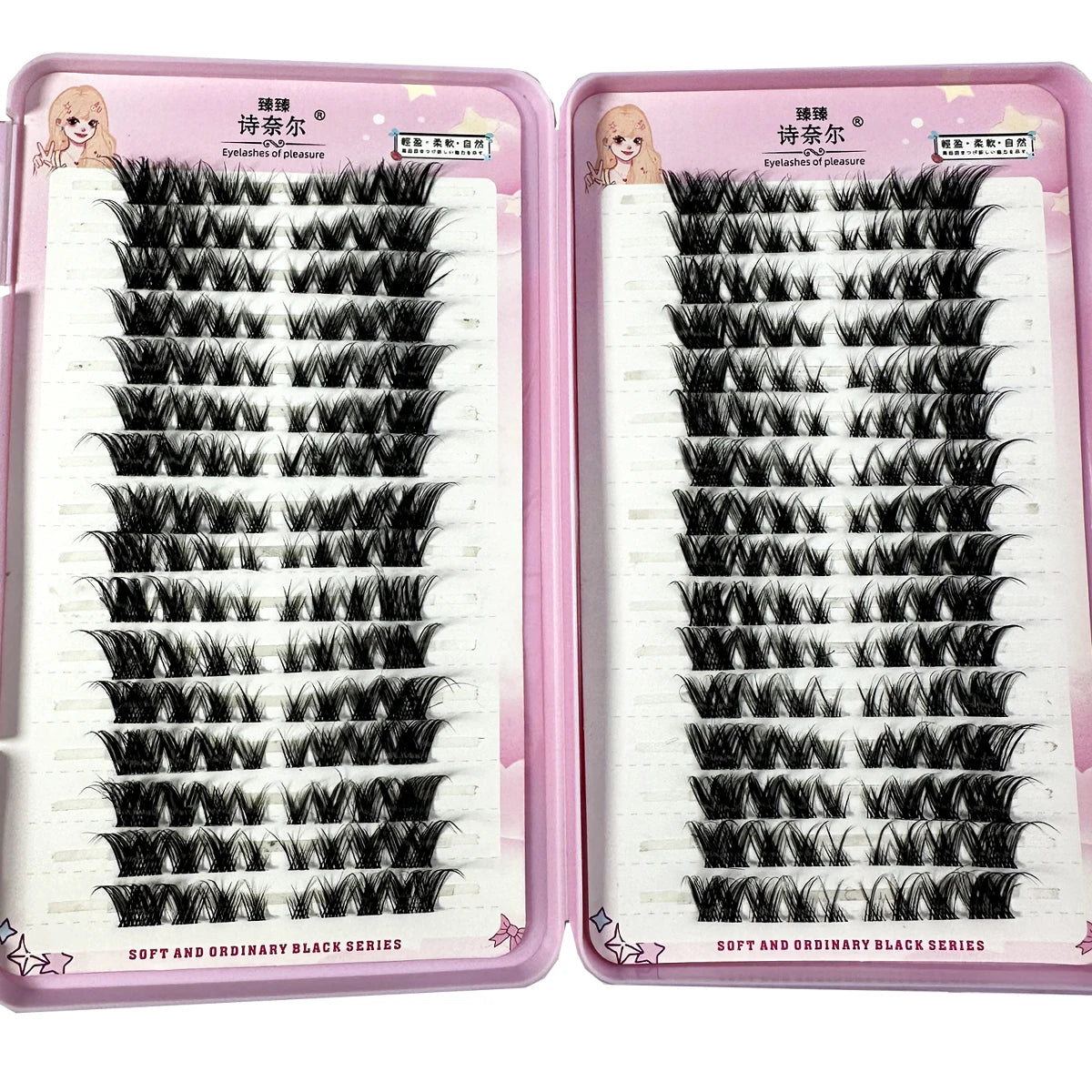 3D DIY Fake Eyelashes 32Rows Slanted Flying Fox Eyelash Natural Makeup Eyelash Set With Eye-Catching Long and Thick Eyelashes