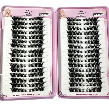 3D DIY Fake Eyelashes 32Rows Slanted Flying Fox Eyelash Natural Makeup Eyelash Set With Eye-Catching Long and Thick Eyelashes