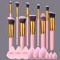 19 sets of pink makeup tools with high appearance standards:10 makeup brushes,3 beauty eggs,3 powder puffs,and 3 mini beautyeggs