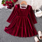 Elegant New Girl Embroidery Flower Girl Dresses for Wedding Autumn Winter Long Sleeve Princess Birthday Party Clothing 3-8Yrs