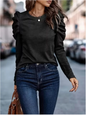 Women's  Round Neck Long Sleeved Pleated Elegant T-shirt Daily Parties Fashionable Commuting Style Autumn Top
