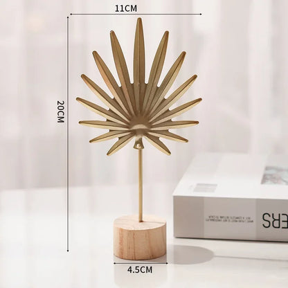 1pc Golden Ginkgo Leaf Feather Metal Model Figurines Manual Desktop Crafts Ornaments Photo Props Statues Sculptures Home Decor