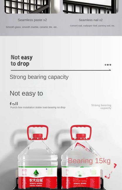 Bathroom Organiser Multifunctional Toiletries Organiser No-Punch Bathroom Shelf Bathroom Kitchen Wall Mount Storage Rack