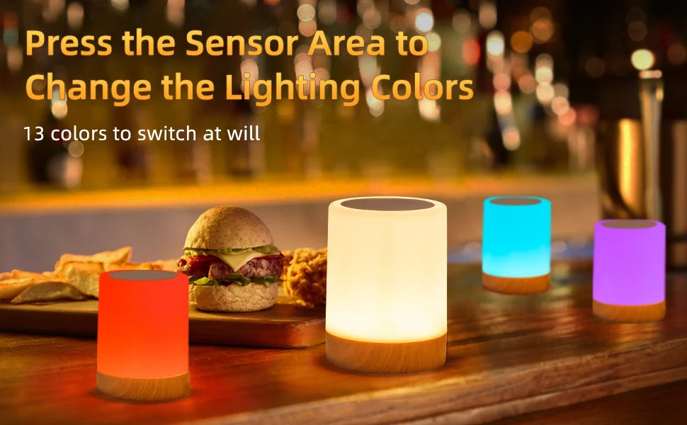 16 Colors Smart Touch Bedside Table Lamp RGB USB Rechargeable Night Light Desk Lamp Bedroom Decoration Gift Dining Table Light