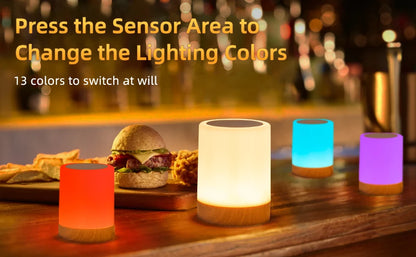 16 Colors Smart Touch Bedside Table Lamp RGB USB Rechargeable Night Light Desk Lamp Bedroom Decoration Gift Dining Table Light
