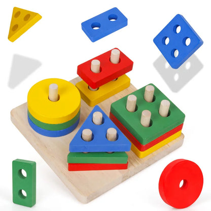 Baby Educational Toys Wooden Puzzle Baby Sorting Toy Stacking Blocks Wooden Toy Early Learning Toy Kids